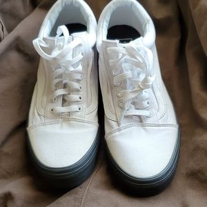 Rare Vans Old Skool White Canvas Black Sole